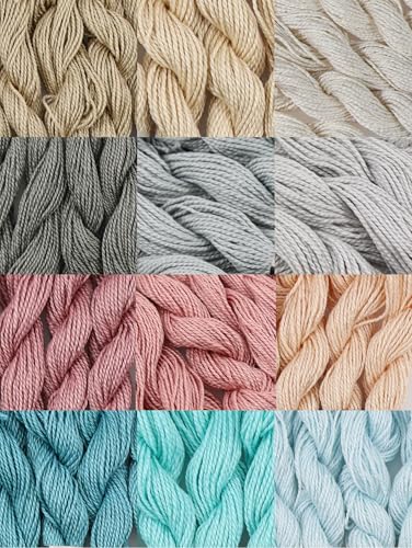 KCS 328 Yards(300 Meters) Mercerized Pearl Cotton Crochet Needlepoint Thread,Size 5, 12 skeins,Mixed Color 11 - color: 12color11, size: 12 skeins