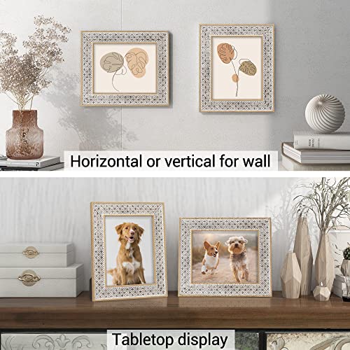 Boho 8x10 Picture Frame Moroccan Photo Frame Set of 2 - color: Boho Cross White, size: 8x10