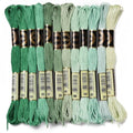 12 Skeins 105 Yards Green Embroidery Thread Floss for Hand Sewing - color: Green