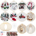 Canlierr 10 Sets Christmas Embroidery Kit with Patterns Instructions Needle Thread Tool Christmas DIY Cross Stitch for Adult Beginner Lover Xmas Holiday Party Supplies(Vivd Style) - style: Vivd Style