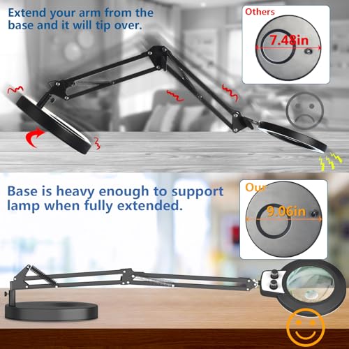 HITTI 12X & 30X Magnifying Glass with Light,Upgrade Infinite Color - size: 12X 30X 9.06 INCH Base & Clamp