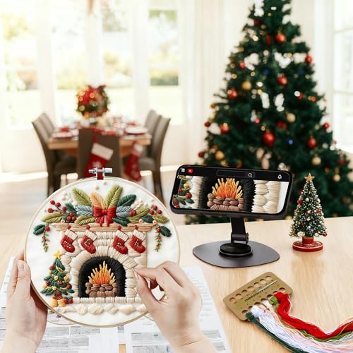 QCCTPUU 4 Sets Christmas Embroidery Kits, Beginner Embroidery Kit for Adults, Cross Stitch Kits for Beginners with Hand Embroidery Tools(Instructions, Needles, Threads - color: 4 Set Christmas