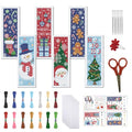 FREEBLOSS 6 Set Christmas Cross Stitch Bookmark Kits Snowman Santa Claus Stamped Cross Stitch Kit DIY Bookmark Craft Kit with Instructions for Beginners, 20x6cm/8x2.4inch - style: Casual