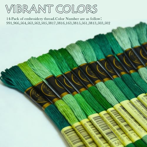Blue Green Gradient Color Embroidery Floss - Cross Stitch Threads - Friendship Bracelets Floss - Crafts Floss - 14 Skeins Per Pack Embroidery Floss - color: Blue Green Gradient