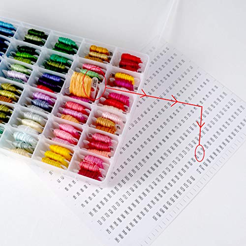 120 Pieces Plastic Floss Bobbins with 36 Grids Embroidery Floss Cross Stitch Organizer Box, White - color: 120 Bobbins & 1 Box