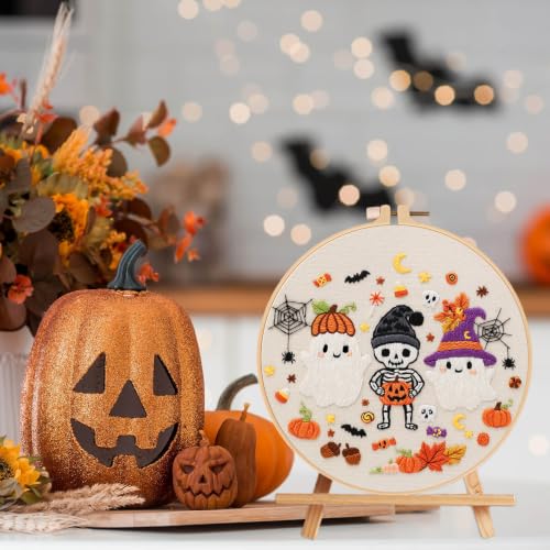 Nuberlic Halloween Embroidery Kit for Beginners Adult - color: Halloween