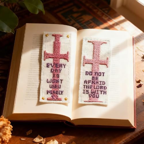 INFUNLY 6Pcs DIY Cross Stitch Bookmark Kit for Book Lovers Beginners - style: Cross