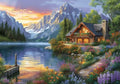 Moohue Needlepoint Kits 14ct Counted Cross Stitch Kits for Adults Mountains Lake Printed Stamped Cross Stitch Patterns Kits Cross Stitch Supplies (Mountains Lake House) - color: Mountains Lake House