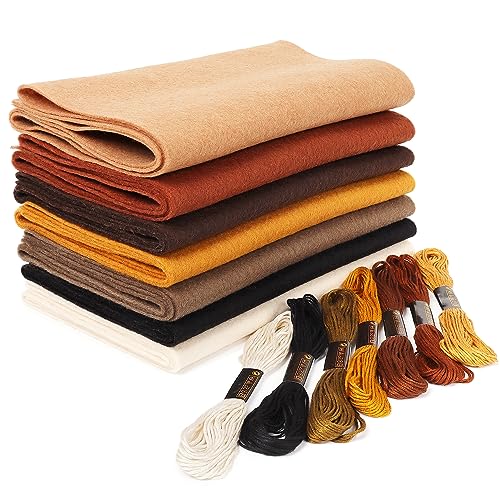 Brown Soft Felt Fabric Sheets: ZAIONE 7 Rolls 8''x35'' Felts Sheet Assorted Colors 1.4mm Thick Roll for DIY Crafts Sewing Squares Nonwoven Patchwork