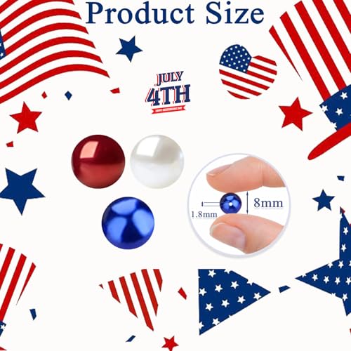 DUQGUHO Red White and Blue Beads, 8mm Patriotic Beads for Crafts - color: Red&Blue&White, size: 8mm