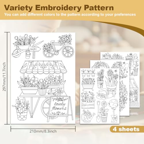 17Pcs Garden Plant FlowerWater Soluble Hand Sewing Stabilizers - style: Garden Plants