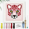 Doodlream Pink Leopard DIY Punch Needle Embroidery Kit for Adult Beginner, 9.4" Pink Leopard Punch Stitching Craft Set for Starter with Frame, Fabric Pattern, Threader, Yarn, Pinch Needle - color: Pink Leopard
