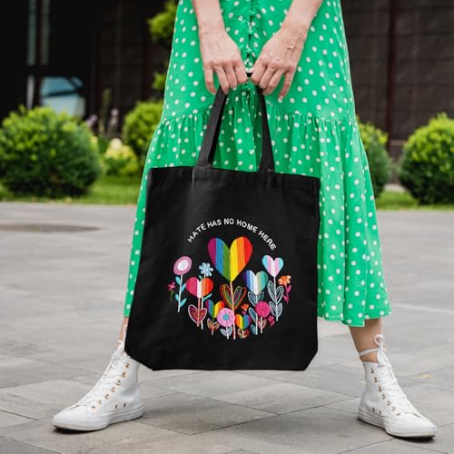 Louise Maelys Embroidery Kit, Rainbow Heart Canvas Tote Bag DIY Craft Set - color: love flower