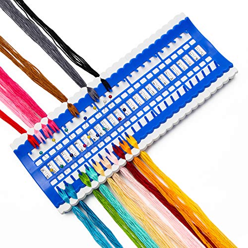 Luxiv 50 Position Embroidery Floss Organizer, Thread Shelf with 15P Card - color: Blue, size: 50 Positions