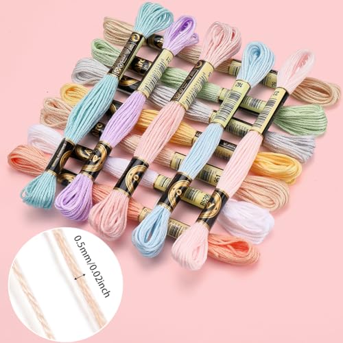12 Skeins 105 Yards Macaron Pink Embroidery Thread for Knitting - color: Candy Color