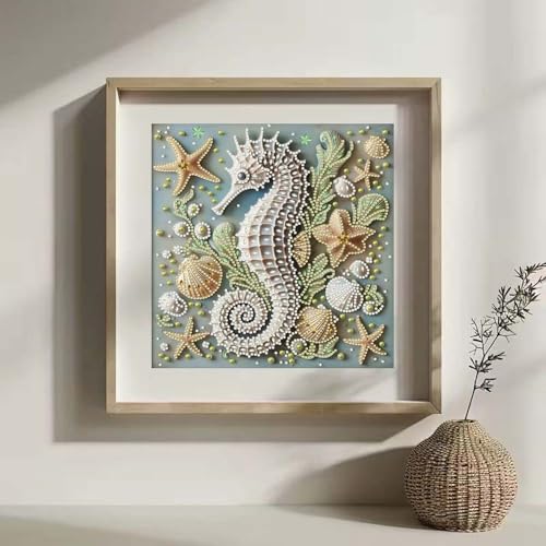 ZQEATRY 5D Special Shape Diamond Art Kits for Adults,Animal Seahorse Diamond Painting Kits for Beginners,DIY Gem Art Crystal Rhinestones Painting Kits for Home Wall Decor 12×12inch - color: XJ116