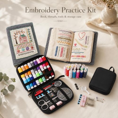 SpaLoo Embroidery Practice Kit for Beginners, Stitch Sample Book