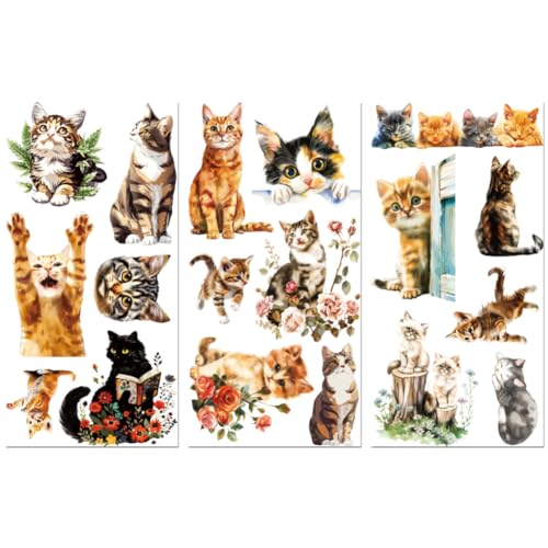 Peacoblue Cute Cats Rub On Transfers for Furniture Craft 6"x12" - style: Cute Cats