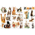 Peacoblue Cute Cats Rub On Transfers for Furniture Craft 6"x12" - style: Cute Cats
