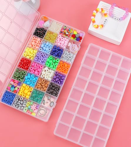 32 Grids Bead Organizer Box, 2 Pack, Clear Jewelry Organizer for Bead Organizers and Storage - color: [2-Pack] Clear, size: 32-Grids