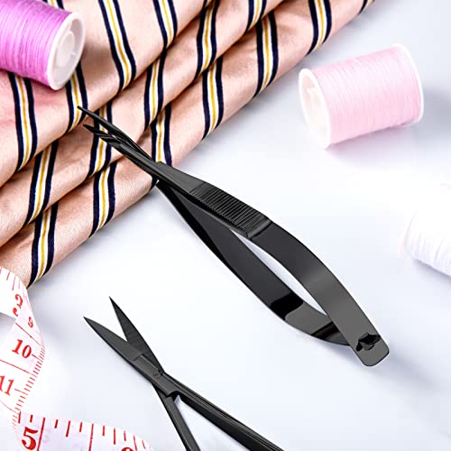 2 Pcs 4.7 Inch Eyebrow Embroidery Sewing Snips Scissors, Black - color: Black