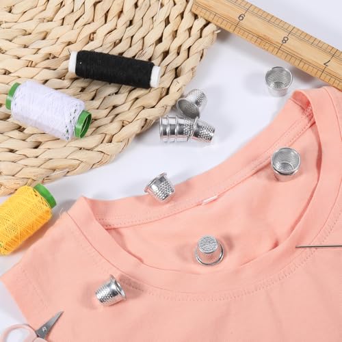 80Pcs Silver Thimbles for Hand Sewing Metal Sewing Thimbles Sewing Thimble Finger Protector Sewing Quilting Metal Thimbles for DIY Craft Finger Protector