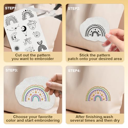 4 Sheets Sun Stars Moon Stitch Stabilizer 8.3" x 11.7" - style: Sun Stars Moon