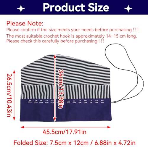 HERCHR Crochet Hook Holder Organizer, Knitting Needle Storage Case Folding Oxford Cloth Crochet Hook Roll up Bag for Straight and Circular Knitting Needles - color: Purple