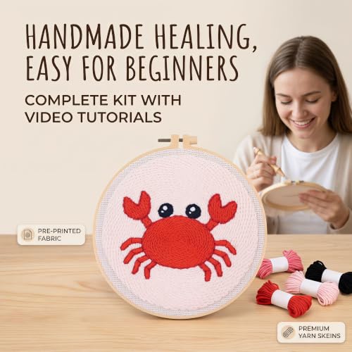 Harimau Punch Needle Kit Twelve Zodiac Signs Pattern,1Pc Embroidery Hoop, Essential Punch Needle Supplies,Ideal Punch Art for Beginners,DIY Adults Embroidery, Video Teaching - color: 65278