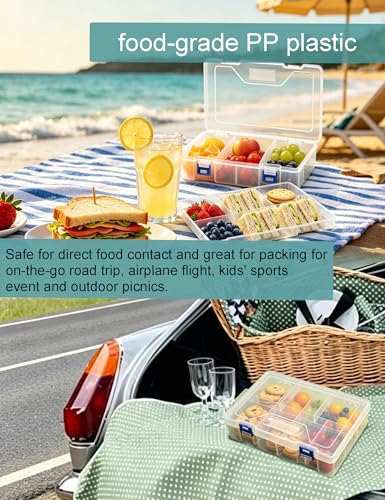 Avlcoaky Tackle Box Organizer Snackle Box Container - Double Layer Thickened PP Small Snack Tackle Boxes Plastic Organizer Box with Dividers, Heavy Duty Arts Crafts Clear Organizers