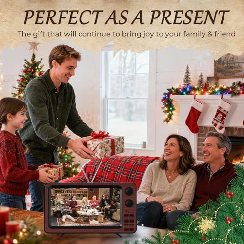 SEANCHEER Retro TV Cell Phone Screen Magnifier HD 3D Portable Foldable - color: Chestnut Brown-12"