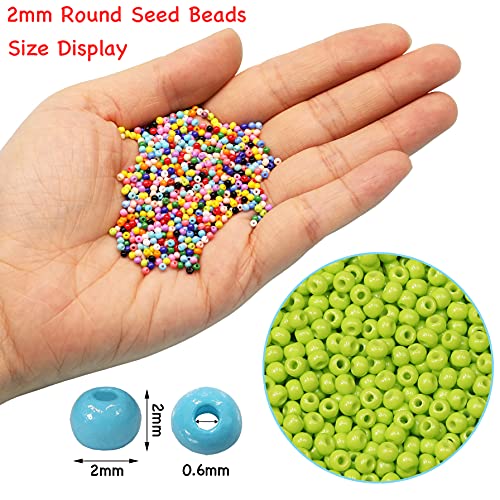 Bala&Fillic Size Almost Uniform 2mm Round 12/0 Seed Beads About 20000pcs in Box 28 Crayon Colors Seed Beads for Making Jewelry - color: 28 Colors Crayon -Size 2mm