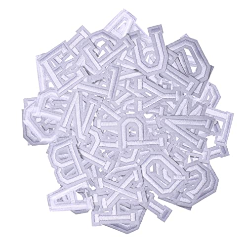 J.CARP 104Pcs White Alphabet A to Z Patches, Iron on Sew on Letters for Clothing, Hats, Shoes, Backpacks, Handbags, Jeans, Jackets etc. - color: 104pcs, White