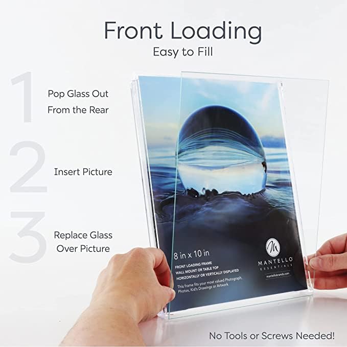 MANTELLO ESSENTIALS Front Loading Picture Frame Set - 6-Pack | 4x6, 5x7, 8x10, 8.5x11 (Clear, 8.5x11-6 Pack) - color: Clear, size: 8.5x11 - 6 Pack