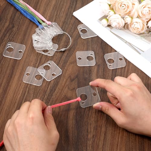 40PCS Acrylic Embroidery Floss Drop for Thread, Square Acrylic Bobbins, Floss Drops Cross Stitch, Clear Embroidery Thread Organizers, Cross Stitch Tread Bobbins for DIY Craft Sewing Threads Storage