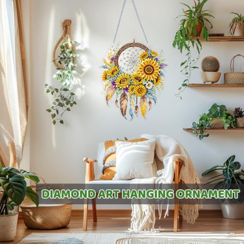 ARPADAMO Sunflower Diamond Art Kits for Adults, Acrylic Hanging Suncatcher - color: DP05090