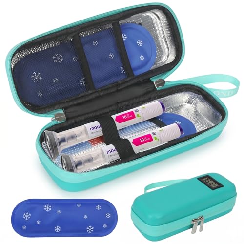Insulin & GLP-1 Cooler Travel Case Fits Zepbound and Mounjaro Pens, TSA Approved Peptide Cooling Case with Real-time Temp Display, Portable Diabetic Medication Travel Bag with 2 Ice Packs - color: H2_Green