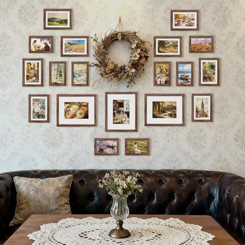 upsimples Picture Frames set of 19, Including 8x10, 5x7, 4x6 Brown Frame - color: Brown