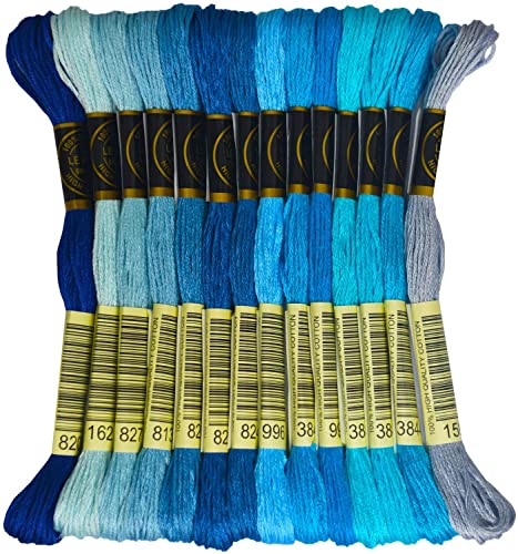 Embroidery Floss - Cross Stitch Threads - Friendship Bracelets Floss - Crafts Floss - 14 Skeins Per Pack Embroidery Floss, Electric Blue Gradient - color: Navy Blue Gradient