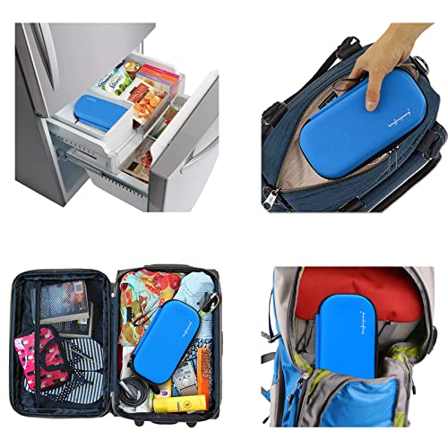 YOUSHARES Insulin Cooler Travel Case - EVA Protective Diabetic Medication Cooling Bag, Refrigerated Insulated Storage Kit for Insulin Pen and Diabetes Supplies with 3 TSA Approved Ice Packs - color: Y2_EVA blue
