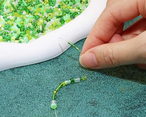 Mixed Craft Beads 1000Pcs/20g Glass Seed Tube Bead Bugle Bead 1.5-4.5mm Small Loose Spacer Beads for DIY Bracelets Necklace Earring Jewelry Making (Green) - color: Green