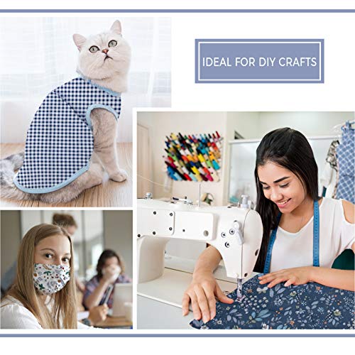 Aubliss 8pcs Fat Quarter Fabric Bundles 20'' x 20'' Cotton Craft Fabric - color: Navy Floral