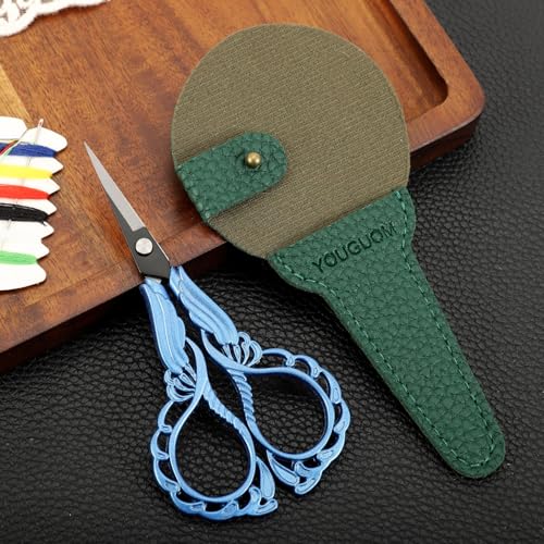 YOUGUOM Sharp Crochet Scissors, Small Sewing Embroidery Shears - color: Blue