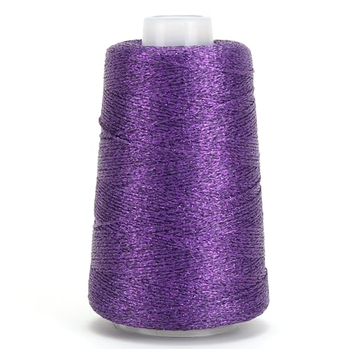 Metallic Crochet Thread, 80g Lurex Yarn for Charms(Purple) - color: Purple