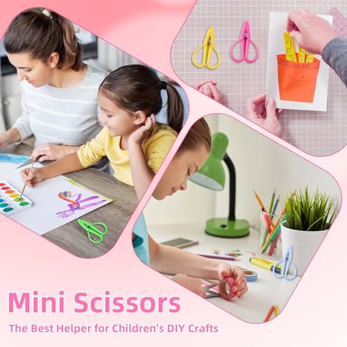 4pcs Mini Scissors, Small Sharp Multipurpose Scissors with Protective Caps for Needlepoint Sewing Embroidery Travel DIY Paper Cutting & Precision Crafts (4 Colors) - color: Pink, Yellow, Green, Blue