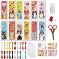 FREEBLOSS 12 Set Cross Stitch Bookmark Kits Colorful Pet Pattern Stamped Cross Stitch Kit 11CT Embroidery Kit with Instructions for Beginners 8 * 2.4inch - style: Simplified Animals