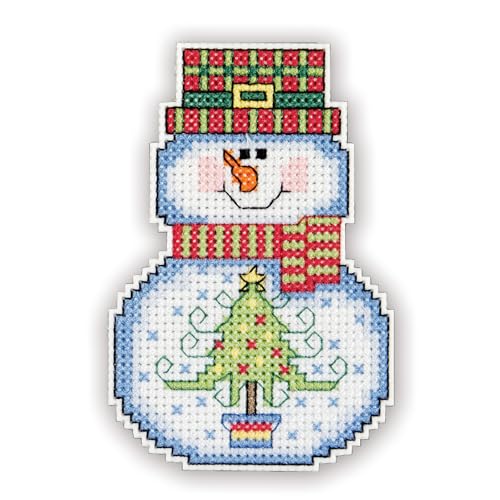 Janlynn/Holiday Wizzers Counted Cross Stitch Kit 3"X2.25" - Snowman with Tree (14 Count)