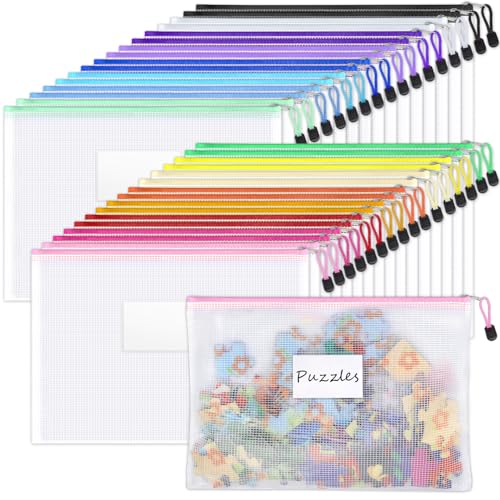 Sooez 32 Pack Mesh Zipper Pouch Bags, A4 Letter Size, Classroom Zipper Bags - style: 32 Pack