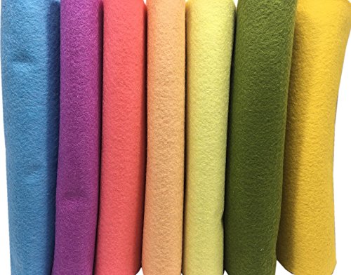 Misscrafts 7pcs 18" X 18" 1.4mm Thick Soft Felt Nonwoven Fabric Sheet Pack DIY Craft Patchwork Sewing Squares Assorted Colors(Spring) - color: Spring