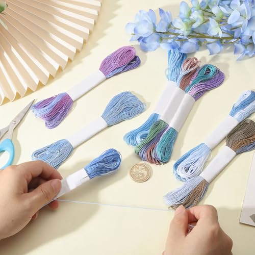 FREEBLOSS 8 Pcs Sashiko Thread Sashiko Skein 8 * 20 M Pure Cotton Embroidery Thread Japanese Sewing Threads Quilting & Embroidery Sewing Kit Supplies 8 Blue Mixed Colors - color: Blue